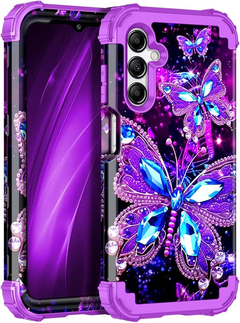 Miqala for Galaxy A15 5G Case,Glow in The Dark Three Layer Heavy Duty Shockproof Full Protection Hard Plastic Bumper+Soft Silicone Protective Case for Samsung Galaxy A15 5G 6.5 inch,Dark