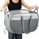 Collapsible Laundry Baskets, Tear Proof Pop Up Laundry Hamper with Dual Handles, Durable Foldable Laundry Basket, Easy to Carry Laundry Hamper for Home, Laundry Room, Bedroom, Dorm, Travel Grey