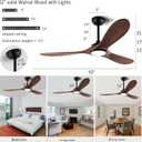 QUTWOB 52" Wood Ceiling Fans with Lights and Remote Control,Indoor Outdoor 3 Blades Wooden Ceiling Fan for Garage,Patio,Living Rooms,Bedrooms,Offices,Farmhouse(Black+Dark Walnut)