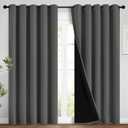 Yakamok Total Blackout Curtains, 2 Thick Layers Completely Blackout Soild Thermal Insulated Drapes with Black Liner for Bedroom(62Wx84L, Dark Grey, 2 Panels)