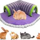 PINVNBY Guinea Pig Hideout Tunnel Bed Washable & Removable Rabbit Tubes Cozy Small Animal Tunnel Toys Guinea Pig Accessories for Hamster Hedgehog Chinchilla Ferret (Purple)