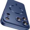 LEKEVO Magnetic for iPhone 17 Pro Case [Compatible with MagSafe][Built-in Camera Lens Protector] Slim Thin Soft Silicone Bumper Shockproof Metallic Luster Phone Case (Blue)