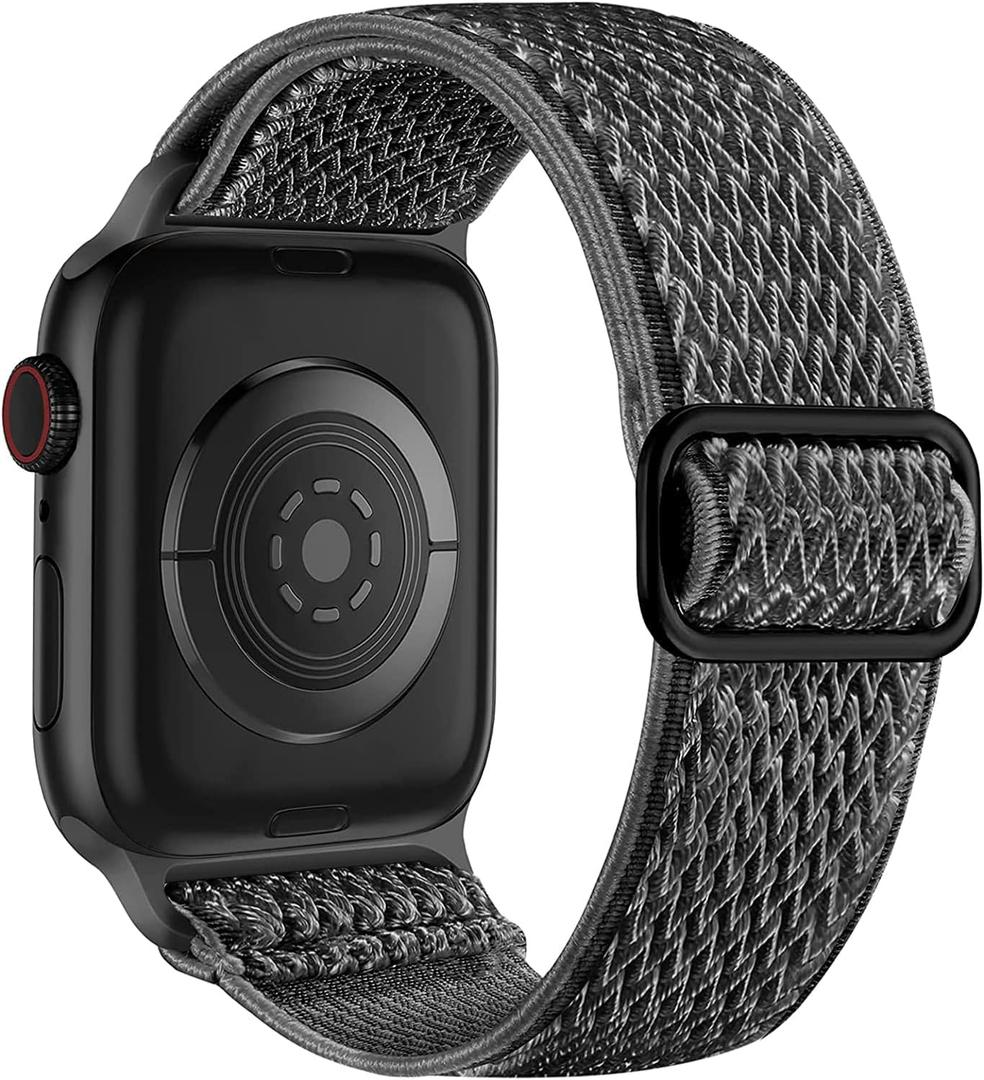 Lerobo Nylon Stretchy Solo Loop Watch Band, Compatible with Apple Watch Series 11-1, SE/Ultra 3 2 1 38/40/41/42/44/45mm/46mm/49mm, Adjustable Replacement Strap for Women Men