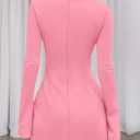 PRETTYGARDEN Womens Fall Long Sleeve Mini Dress 2025 Trendy Boat Neck Bodycon Knit Elegant Short Party Formal Dresses (Pink, XL)