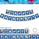 10 x Happy Fathers Day Banner, Father's Day Banners, Blue Happy Daddy Day Sign Bunting Banner Garland for Fathers Day Home, Office, Fireplace, Wall Decor and Party Decorations Supplies Favors Props