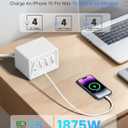 Gitryin 12-in-1 Desktop Charging Station with 4 Retractable Wall Chargers, 40W USB-C Power Strip with 4 AC, 4 USB C, 4 Type-C 33.5in Cables, Extension Cord with 1020J Surge Protection for Home Office