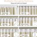 DUALIFE Cream Blackout Curtains 90 Inch Long 2 Panels Set Back Tab Loop Pocket Modern Drapes with Heading Tape Thermal Insulated Room Darkening Curtains for Living Room 52 x 90 Inch