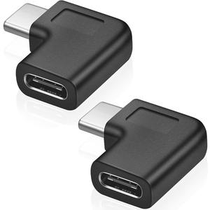 USB C Right Angle Adapter,90 Degree USB C to USB Type-C Male to Female Adapter Convertor Extension, for Laptop & Tablet & Mobile Phone (2 Pack).