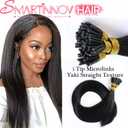 28 Inch Long I Tip Hair Extensions Human Hair Natural Black I tip Virgin Hair Extension Pre Bonded I Tip Hair Extensions for Party I tips for Women Tip Hair Extension Add Length 50G 50Strands