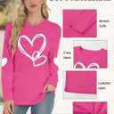 Valentines Day Shirts Women Love Heart T-Shirts Casual Long Sleeve Valentines Day Graphic Tees Tops (Small, Pink2)