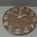 Wall Clock 12 Inch Imitation Wood Silent Non-Ticking Indoor Clock Round Brown Decor Clock Rustic Minimalist Battery Operated Wall Clocks for Farmhouse, Hotel, Bedroom, Living Room, Kitchen