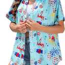 ZXZY Mama Shirt Hawaiian Short Sleeve Blouses Fourth of July Shirts for Women Vneck Tshirts Tops (XL)