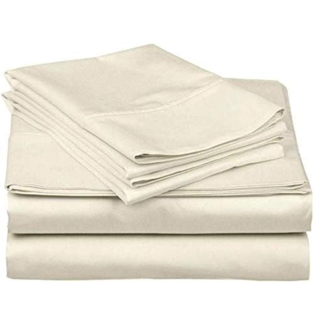 Sheet Set (4PCs) 100% Cotton Bedding Sheets Set for Campers, Easy to fit in RV-Mattress 10-16 Inch Deep Pocket, Bed Sheet Set for Bunk Beds RV Bunk 34"X75" Ivory Solid