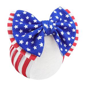 4th of July Headbands for Baby Girl 7'' Independence Day Hair Bow for Newborn Infant Toddler Kids American Flag Headwarp Accessories