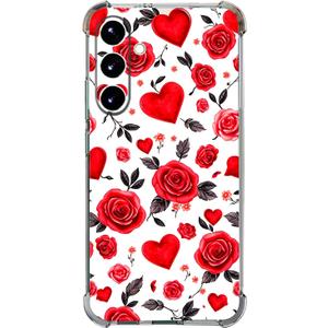Case for Galaxy S25 FE,Red Rose Love Hearts Drop Protection Shockproof Case TPU Full Body Protective Scratch-Resistant Cover for Samaung Galaxy S25 FE