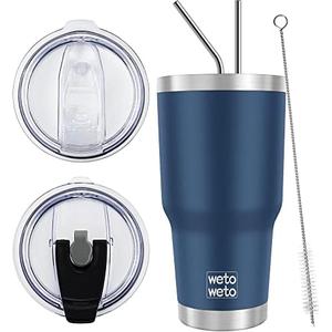 WETOWETO 30 oz Tumbler Stainless Steel Vacuum Insulated Coffee Cup Double Wall Vacuum Coffee Cup Thermal Cups for Hot and Cold drinks, Suitable for Beach, Travel (Navy Blue, 1 Pack)