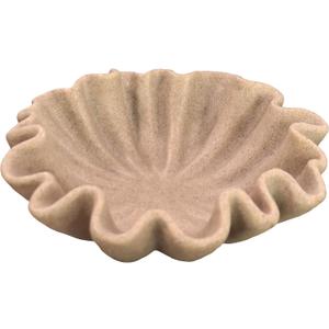 12" Large Decorative Bowl decor - Beige Scalloped Decorative Bowls for Home Decor - Organic Fluted Modern Home Decor,Ruffle Decor key bowl,bowl for keys,Artificial Stone Beige