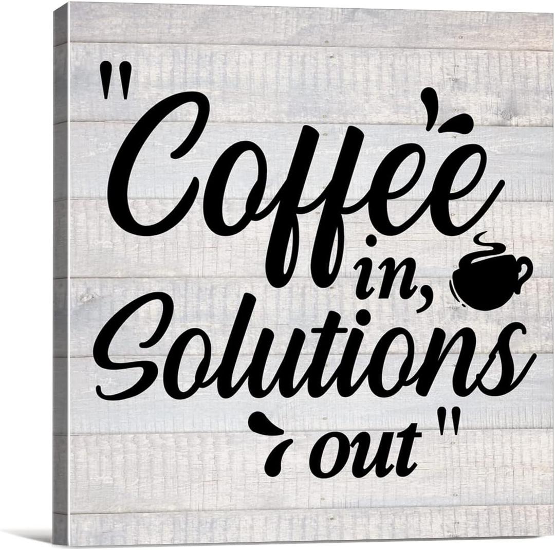 Humor Office Coffee Canvas Wall Art Framed Print 8x8 Inch Rustic Coffee in Solutions out Poster Painting Desk Sign Decor, Gift for Team Memeber Employee Coworker,  Hello Summer - Wooden Sign Desk Decor, Beach Gnome, Home Decor, Pool, Beach House, Wall Shelf Decor, Chinoiserie Blue And White Wood Box Sign Desk Decor,Chinoiserie Vase Wooden Box Sign,Blue And White Decor For Kitchen Bathroom 5x5 Inches