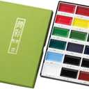 Kuretake GANSAI TAMBI Watercolor Paint Set 18 Colors, Professional-Quality Art Supplies for Artists Adult Painting Sketching, Non-Toxic, Made in Japan
