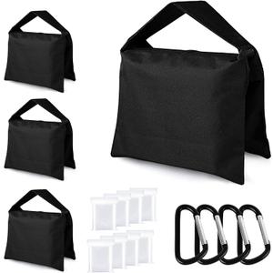 Photography Sandbag for Video Stand, Heavy Duty Weight Bags for Light Tripod, Camping Chair, 4 Packs (Black)