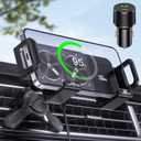 Wireless Car Charger Mount for Samsung Galaxy Z Fold 7/6/5/4/3/2, Voice Control 15W Car Phone Holder Wireless Charger for Galaxy Z Fold, Z Flip, S25/S24/S23/S22, iPhone, Car Charger Included