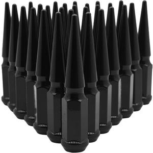 20 Pc Black Spike Lug Nuts14x1.5 Spiked Metal Lug Nuts Solid 1 Piece 4.5" Tall Acorn Lug Nut + 1 Special Design Key for Aftermarket Wheels 5 Lug Trucks Suv's M14x1.5 Made in USA