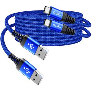 USB C Cable Fast Charging 6FT, 2Pack USB A o USB C Cable, Upgraded Extra Durable Braided USB A to USB C Charger Cord USB Type C Cable for iPhone 17 16 15 Pro Max,Samsung Galaxy S10, LG and More-Blue