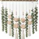 Boho Bathroom Decor Artificial Eucalyptus Hanging Wall Decor Fake Greenery Leaves Plants Wicker Ball on 16.5 inch Stick Rustic Farmhouse Natural Bedroom Kitchen Nursery Office Decorations