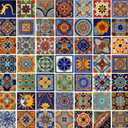 Handmade Mexican Tile Set 100 Pieces — 4x4 Decorative Talavera Tiles — 50 Unique Hand-Painted Designs — Mexican Folk Art Wall Tiles