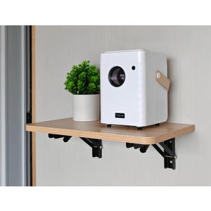 Folding Wall Projector Shelf and Mount, Floating Shelf, Cable Box Panel, Router Rack, Projector Bracket Accessories (Light Brown), 9.5 inches x 15.7 inches x 4.5 inches