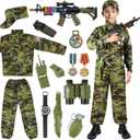 Kids Army Costume for Boys, Military Army Costume with Army Toys, Solider Boy Dress up, Halloween Costumes for Boys