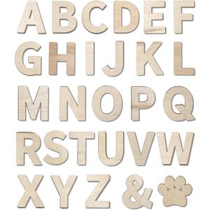 182 Pieces 2-1/2 Inch (2.5") Wooden Letters Craft Wood Letter Unfinished Alphabets with Extras Wall Decor