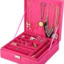 Two-Layer Jewelry Box Organizer Display Storage case with Lock (Rose)
