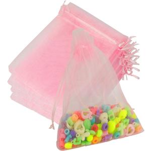 Organza Bags, Organza Bags 5 x 7 Inch, 50 Pcs Pink Sheer Party Favor Bags with Drawstring, Mesh Bags Drawstring, Jewelry Gift Bags, Small Mesh Gift Bags Candy Bags for Wedding Christmas Birthday (1 Count (Pack of 50))