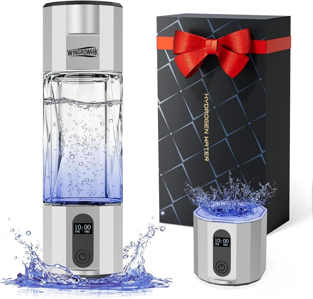 Hydrogen Water Bottle Generator, 8000PPB Ultra Hydrogen Water Ionizer Generator -Upgrade SPE & PEM Tech, 7OZ Portable High Concentration Hydrogen Rich Water Machine, Food-Grade PC Grey