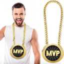 Tondiamo Sports MVP Turnover Chain Medal 6" Big Gold Champ Award Necklace Chain Baseball Basketball Football Soccer Softball Volleyball Sports Competitions Prize Gifts and Party Favors