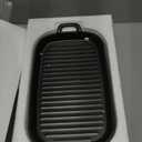 2 Pcs Microwave Bacon Tray Ceramic Microwave Bacon Cooker for Oven Upgraded Square Baking Tray with Handle for Home Kitchen Breakfast Dishwasher 11.6" x 6"(Black)