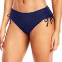 Daci Women Mid Waist Bikini Bottoms - Full Coverage Swim Bathing Suit Bottom Side Tied Swimsuit Bottoms (Medium, Navy Blue)