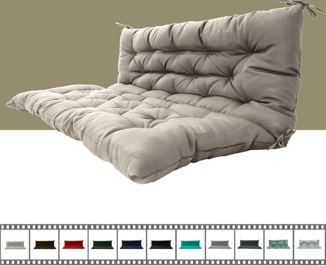 Porch Swing Cushion Three Seat Waterproof, Khaki, 40x60in
