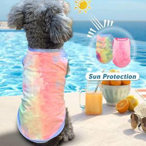 Dog Shirt Sun Protection T Shirt Stretchy Tie Dye Tank Top Breathable Summer Sleeveless Vest Dog Clothes for Small Dogs (X-Large (18-25lbs))