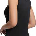 HOTSUIT Womens Golf Shirt Sleeveless Collared Golf Clothes Polo Shirts Quick Dry Lightweight V Neck UPF 50+ (Black, XXL)