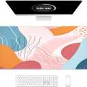 Auhoahsil Ultra Large Gaming Mousepad, XXL Desk Mat, Pretty Extended Full Size Desktop Matt for Keyboard, Laptop & Computer, 35.5 x 15.7 in, Abstract Orange Pink Pattern