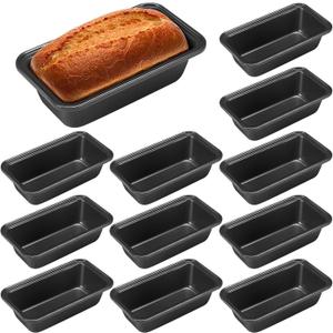 Uiifan 12 Pcs Mini Loaf Pan for Baking Bread Non Stick Small Banana Bread Tins Mini Loaf Pans for Nonstick Tiny Meatloaf Pan Carbon Steel for Oven and Baking (6 x 3.3 x 2inch,Gray)
