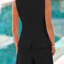 PRETTYGARDEN Women's 2 Piece Sets 2026 Summer Trendy Button Down Suit Vest Tops High Waisted Shorts Business Casual Outfits (Black, M)