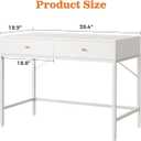 SUPERJARE 39.4" White Desk with 2 Drawers, Modern Makeup Vanity Desk, Small Computer Desk Home Office Desk for Writing Study Bedroom