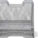 Mind Reader Metal Mesh Desktop File Organizer, 3-Tier Paper Tray with 5 Compartments, Office Mail Sorter, Silver