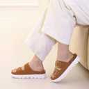 Women Platform Sandals, Arch Support Slides with Adjustable Buckle Straps, Open-Toe Wedge Chunky Sandals for Summer Size 5-10 (6, Brown)