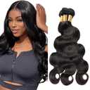 Human Hair Bundles Body Wave Bundles 12 14 16 inch #1B Body Wave Unprocessed Human Hair Bundle Natural Black Color