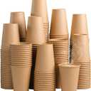 300 Pack 12 oz Kraft Paper Cups, Unbleached Disposable Paper Coffee Cups, Thickened Hot/Cold Beverage Drinking Cup for Party, Home, Cafes, Bistros, Businesses (Brown)