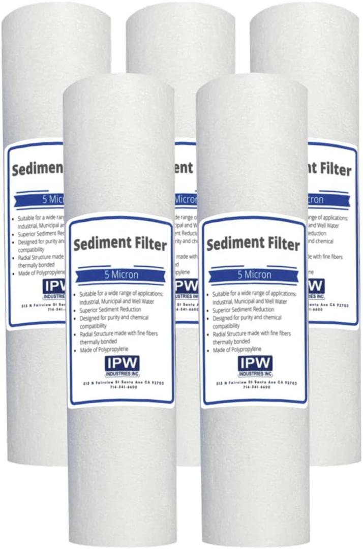 Pack of 5 Compatible Replacment filter set for GE GXWH04F GXWH20F GXWH20S GXRM10 GX1S01R Compatible Filters, 5 Micron Water Filter Cartridges by IPW Industries Inc.